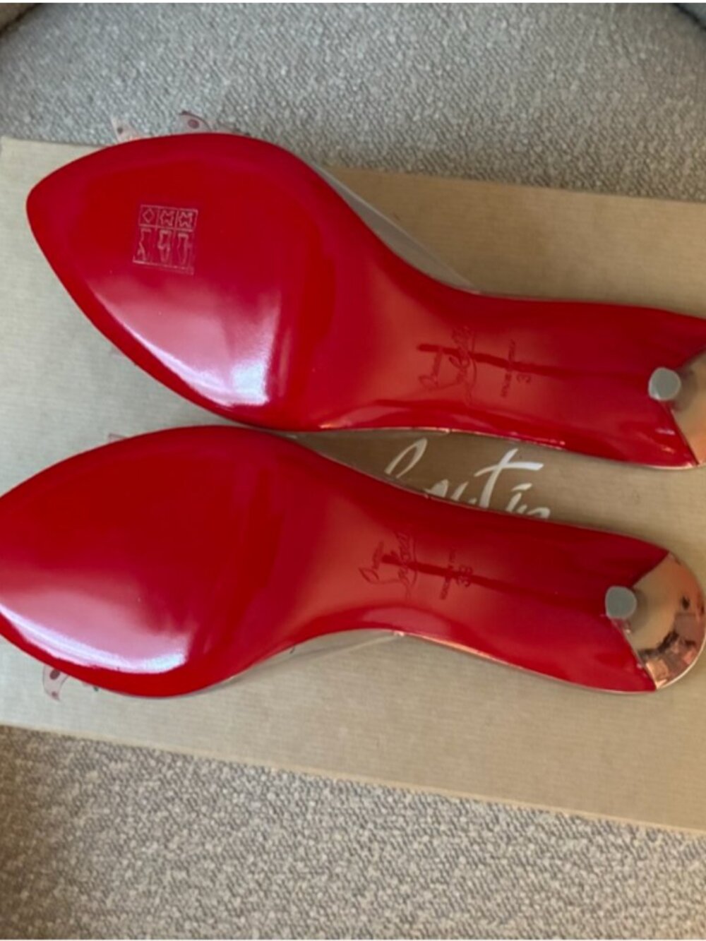 Christian Louboutin AquaStrass PVC Pink Crystal Bow Mules SIZE 7.5/39 (see note) - Picture 9 of 16